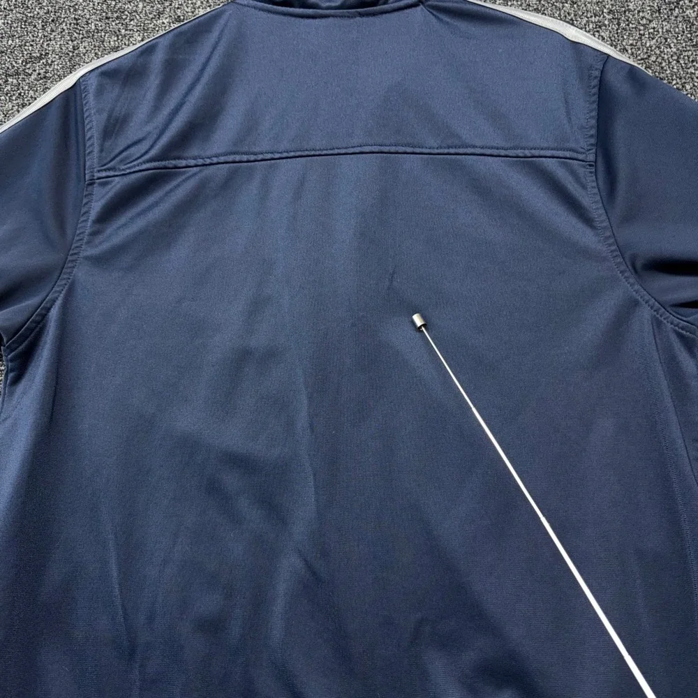 Starter Mens Track Jacket Navy Blue White Stripe Full Zip Mock Neck Size M